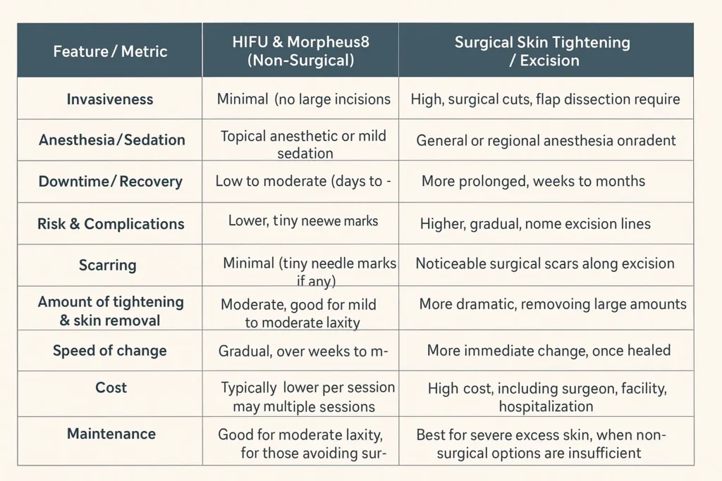The Science of Skin Tightening 2 Table of skin tightening Shoreham Beach benefits compared to surgical options